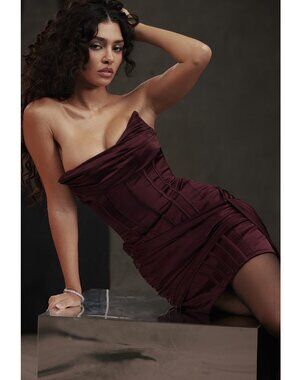 House Of Cb *NEW* Purple Loubella Corseted Satin Mini Dress